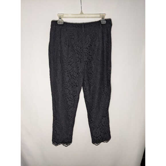 Women's Black Lace Slim Fit Ankle Length Pants Size 8 Holiday Office Party - Picture 8 of 12